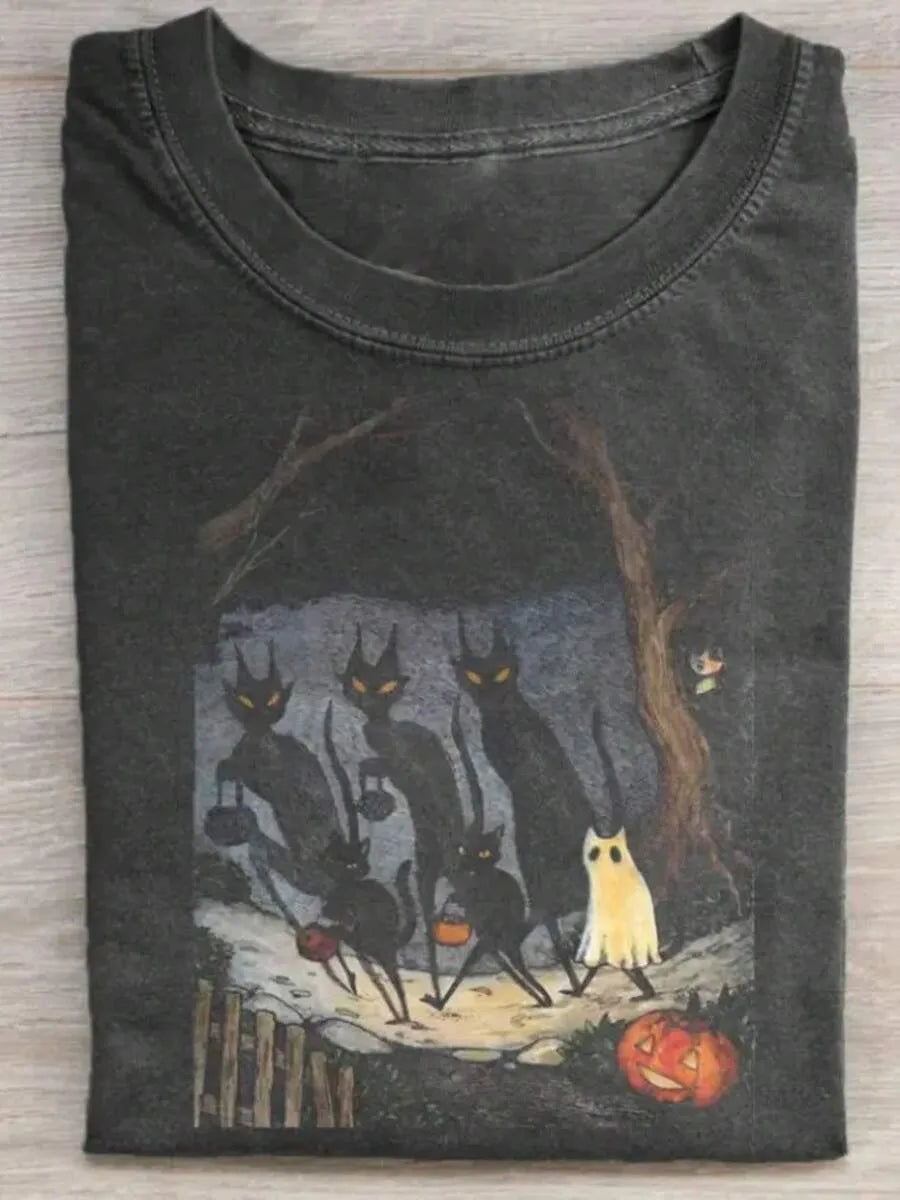 HALLOWEEN PRINTED T-SHIRT FOR CATS LL - 0190