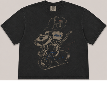 FUNNY CAT CYCLIST VINTAGE GRAPHIC TEE AV-00241
