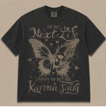 IN MY NEXT LIFE KARMA FAIRY VINTAGE GOTHIC BUTTERFLY SKULL TEE AV-00218