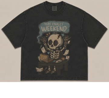 FINALLY WEEKEND FUNNY SKELETON VINTAGE RETRO TEE AV-00209