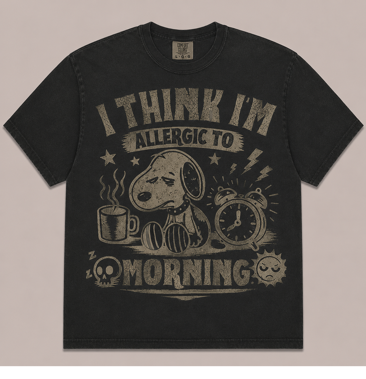 I THINK I'M ALLERGIC TO MORNING FUNNY DOG COFFEE TEE AV-00251