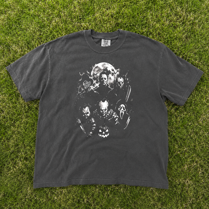 Classic Halloween Horror Characters T-shirt, Spooky Viral Killer Graphic Tee B-00120