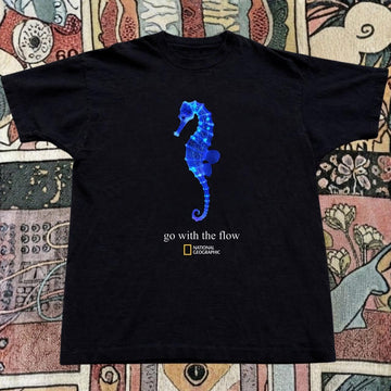 BLACK SSH T-SHIRT GO WITH THE FLOW SEAHORSE BT-00199