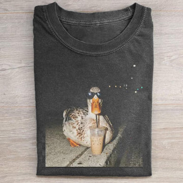 COOL DUCK ICED COFFEE SHIRT, FUNNY MEME DUCK TEE LL - 0185