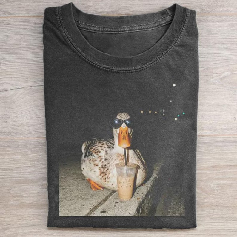 COOL DUCK ICED COFFEE SHIRT, FUNNY MEME DUCK TEE LL - 0185