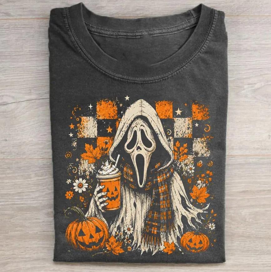 HALLOWEEN GHOSTFACE COFFEE T-SHIRT LL - 0201