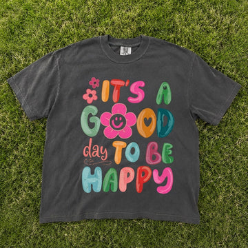 It's a Good Day To Be Happy Comfort Colors® T-Shirt, Retro Boho Hippie Shirt, Mental Health T-Shirt AK-078