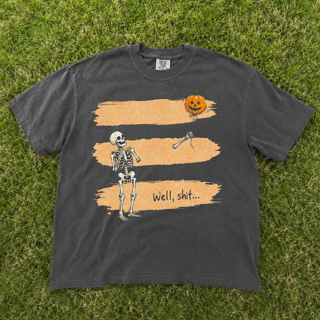 FUNNY SKELETON LOST BALLOON TEE, WELL SHIRT HALLOWEEN TEE BN-00290