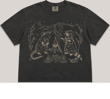 COWBOY RACCOON & OPOSSUM CAMPFIRE VINTAGE TEE AV-00240