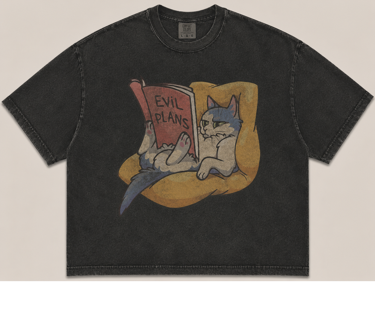 EVIL PLANS VINTAGE RETRO FUNNY CAT TEE AV-00207
