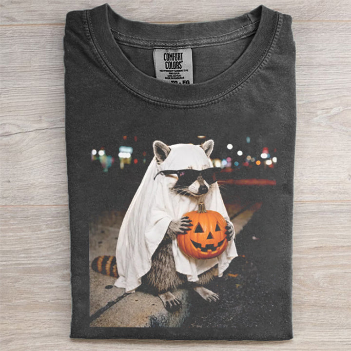 GHOST RACCOON PUMPKIN HALLOWEEN SHIRT HHUE - 119