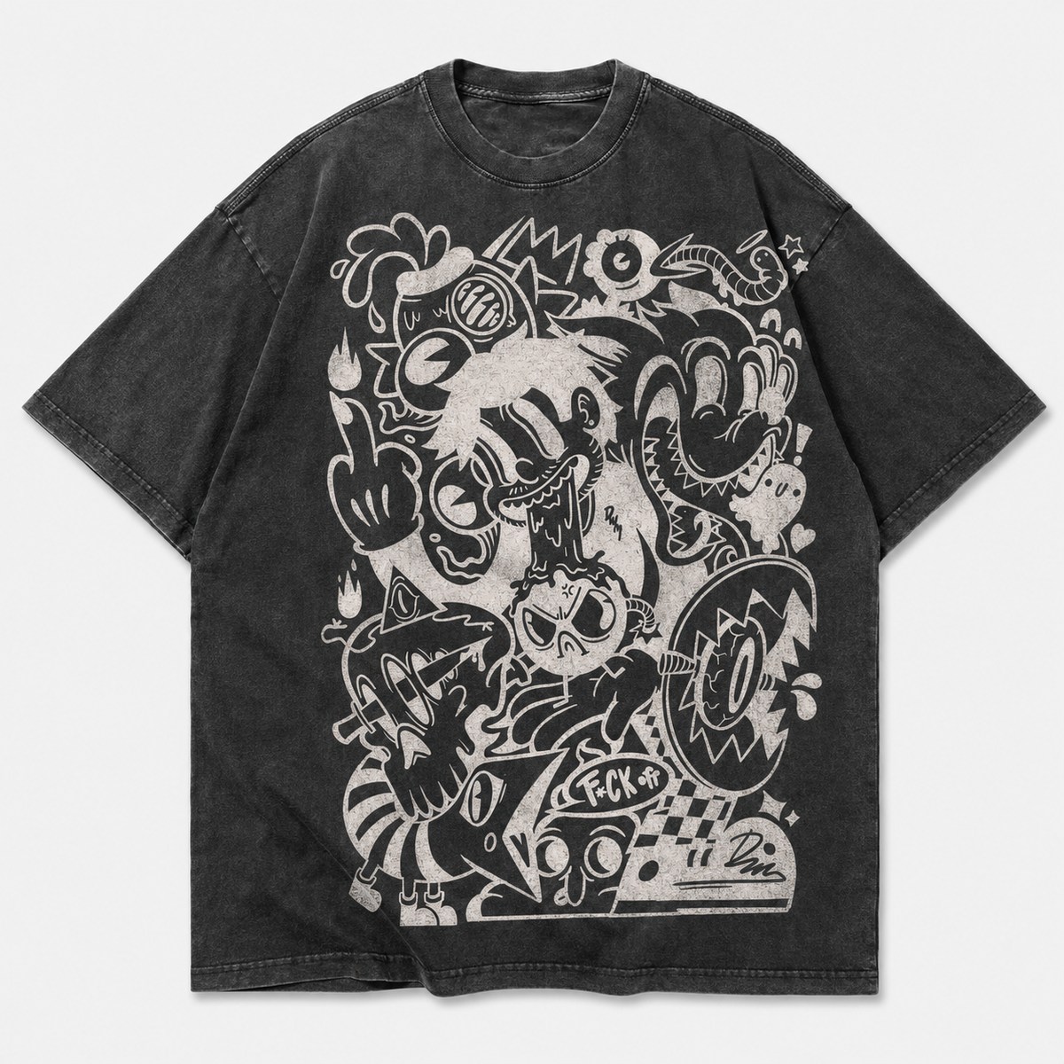 CHAOTIC CARTOON DOODLE VINTAGE TEE AV-00265