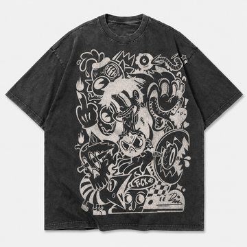 CHAOTIC CARTOON DOODLE VINTAGE TEE AV-00265