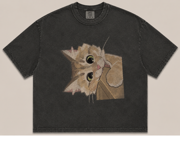PEEKABOO KITTY VINTAGE RETRO CUTE CAT TEE AV-00208