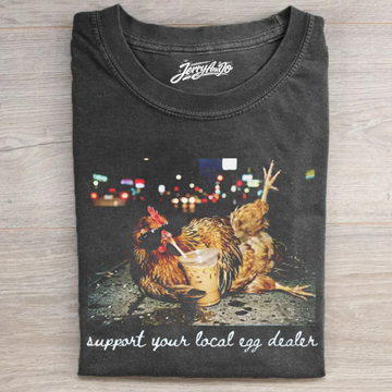 CHICKEN DRINKING ICED COFFEE SHIRT NN-0217
