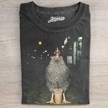 FUNNY CHICKEN DRINKING ICED COFFEE SHIRT NN-0195