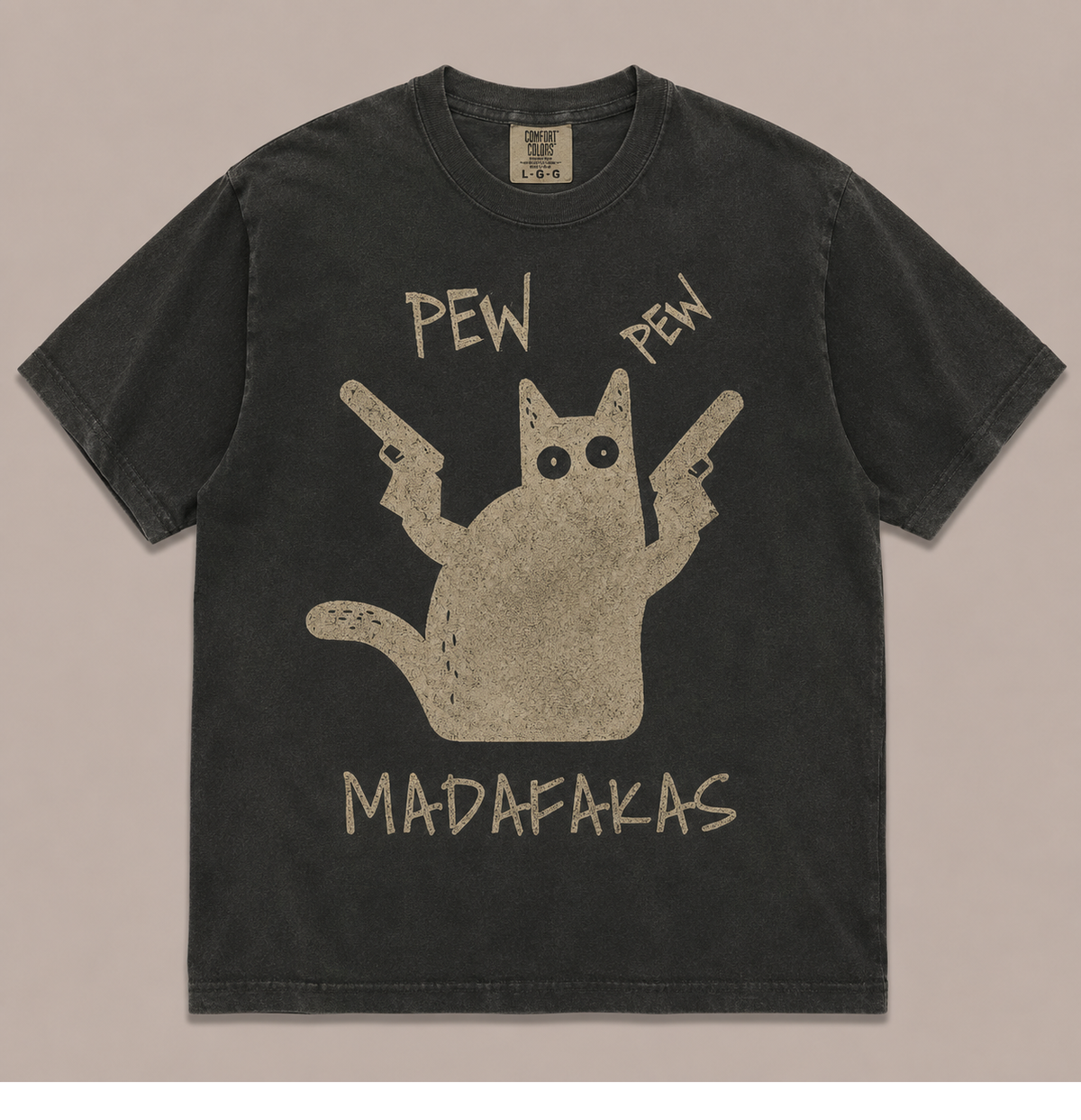 PEW PEW MADAFAKAS FUNNY BLACK CAT VINTAGE TEE AV-00253