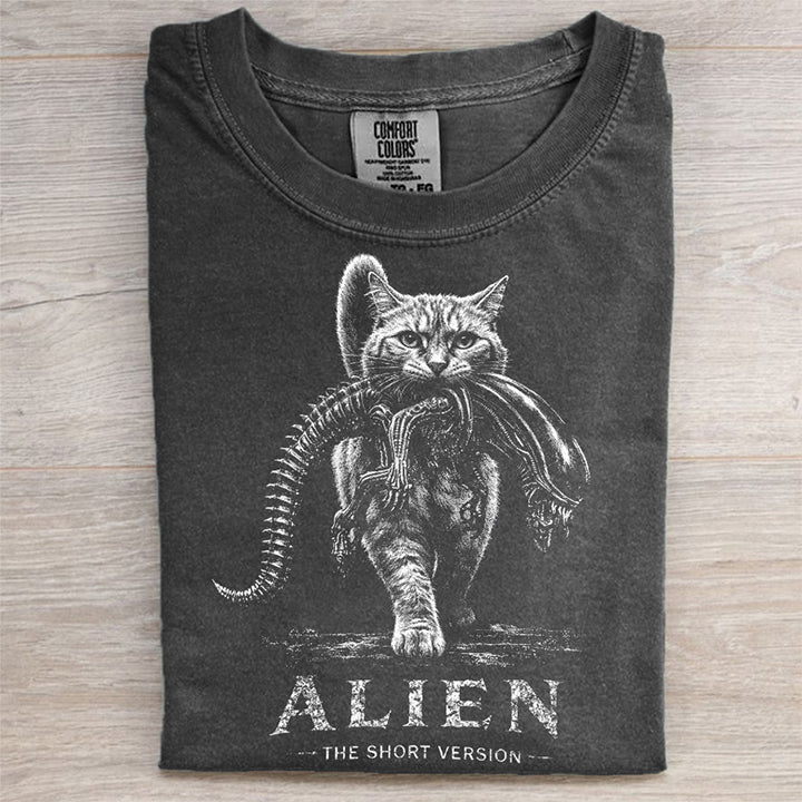 SCI-FI HORROR PARODY CAT GRAPHIC SHIRT HHUE - 120