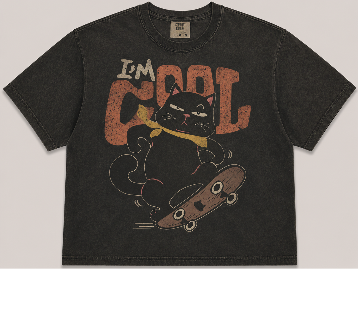 I’M COOL SKATEBOARD CAT VINTAGETEE AV-00243