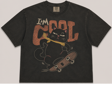 I’M COOL SKATEBOARD CAT VINTAGETEE AV-00243