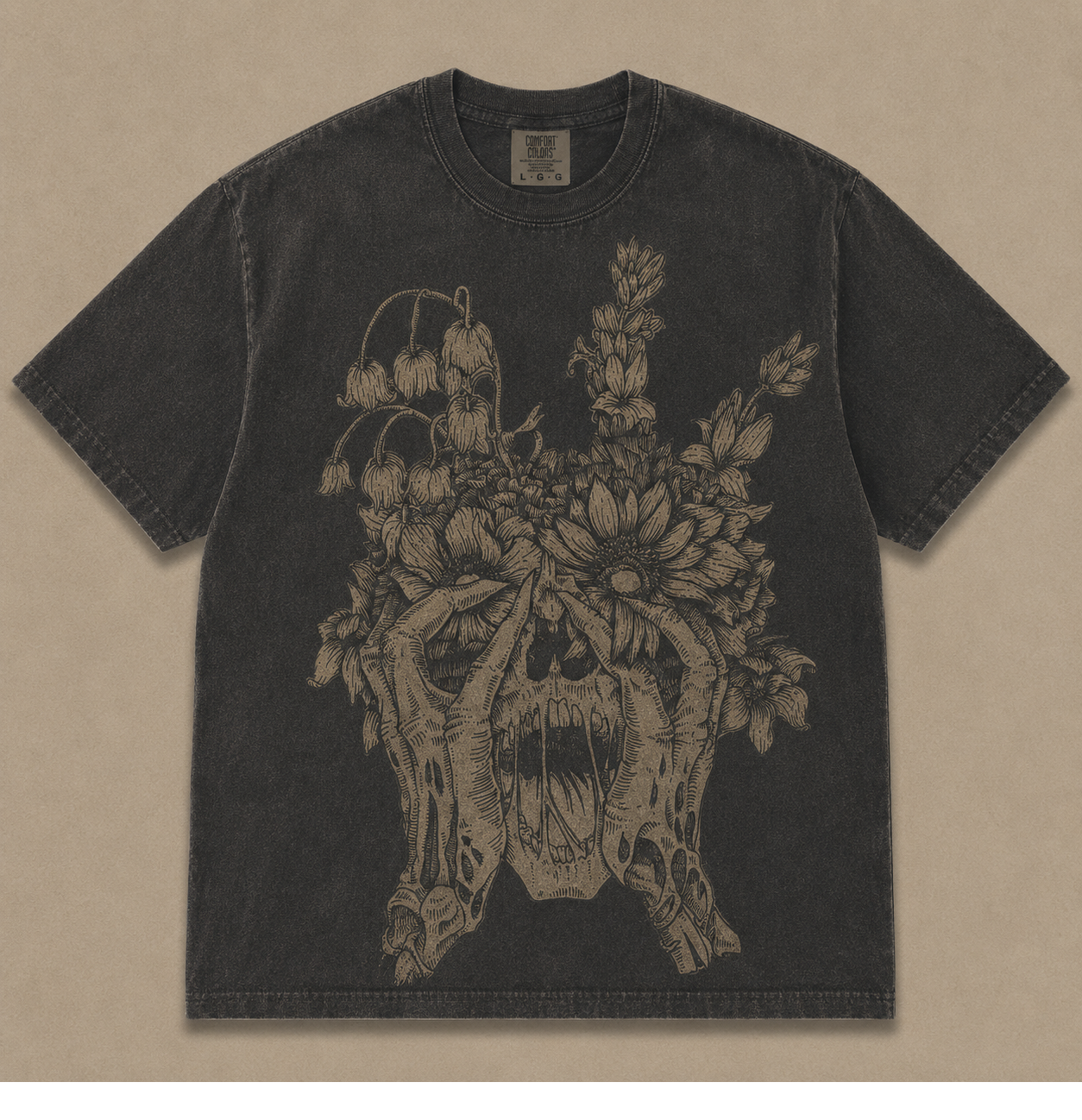 FLORAL MELTING SKULL VINTAGE GOTHIC TEE AV-00219