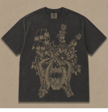FLORAL MELTING SKULL VINTAGE GOTHIC TEE AV-00219