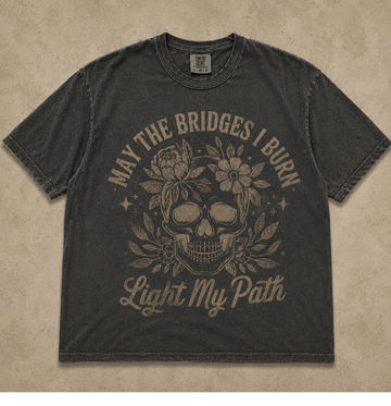 LIGHT MY PATH FLORAL SKULL VINTAGE TEE AV-00215